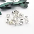 Round rhinestone spacer beads for DIY jewelry making, silver plated crystal charm findings. - Silver