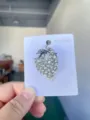 Rhinestone strawberry brooch detail view, sparkling crystal alloy pin for women daily wear. - Strawberry / 4.1x2.6cm / Silver