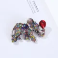 Vintage colorful rhinestone elephant brooch crystal alloy decorative accessory detail - 5.1*3.9*1.8cm / Multicolor