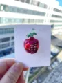 Fashion red enamel alloy strawberry brooch pin for women cute crystal lapel jewelry gift - 3.3x2.5cm