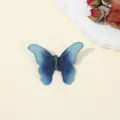 Close-up of vintage blue embroidered butterfly brooch, detailed fabric craft and elegant design. - Embroidery Butterfly Brooch / 1 Piece (5.7x4cm) / Blue