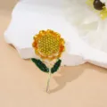 Elegante Sonnenblumen Strass Brosche Pin für Damen Mode Kleidung Accessoires chic 1Stk - Sonnenblumen-Stil / Einzelpackung (5x2.2cm)
