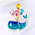 Exquisite blue whale brooch featuring colorful balloon crystal gems, cute cartoon jewelry. - 1 Piece / Colorful