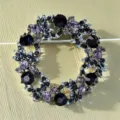 Elegant rhinestone wreath brooch featuring deep blue and purple crystals for women coat suits. - 5cm (18.8g) / Purple