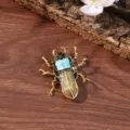 Vintage beetle insect brooch pin with blue resin and metallic finish for women daily wear accessory. - Beetle Bug Brooch / 4*3.1cm