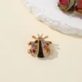 Exquisite crystal ladybug brooch pin, gold-toned metal alloy with colorful rhinestones, stylish detail. - Ladybug 2