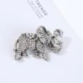 Rhinestone elephant brooch detail shot, sparkling crystal alloy animal fashion pin accessory. - 5.1*3.9*1.8cm / White