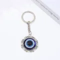 Portachiavi metallo malocchio blu amuleto portafortuna borsa auto decorazione accessorio - Stile Intagliato Argento Vintage (8)