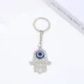 Portachiavi metallo mano di Fatima malocchio portafortuna ciondolo blu vetro amuleto - Mano di Fatima (6)