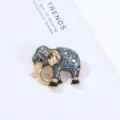 Rhinestone elephant brooch alloy animal pin vintage enamel fashion jewelry accessory. - 2.7*3.32cm / Lake Blue
