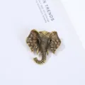 Vintage gold elephant brooch with sparkling brown rhinestones. Elegant animal lapel pin accessory. - 3.3*3.3CM / Gold
