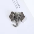 Detailed close-up of the vintage silver elephant brooch, featuring sparkling rhinestones. - 3.3*3.3CM / Silver