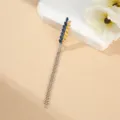 Spilla grano cristalli blu giallo, elegante spilla con frange di strass per le donne. - Blu navy