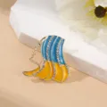 Squisita spilla profilo donna smaltata strass blu giallo elegante gioiello moda - Multicolore