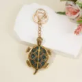 Cute rhinestone turtle keychain alloy animal bag pendant for car keys and women accessories - Full Rhinestone Green Turtle / 13.9*4.9cm / Rhinestone Green