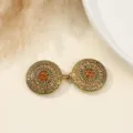 Chiusura cappotto metallo strass vintage lusso pelliccia giacca fibbia decorativa retro moda - Stile Tondo Grande Oro (9) / 6.5x2.8cm