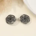 Chiusura decorativa per cappotto di pelliccia strass floreale argento antico cardigan - Stile Floreale Traforato Argento Antico (4)