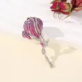 Exquisite bloem broche met paarse emaille en perlaccent elegant metalen accessoire voor dames - Rode Tulp