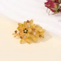 Gouden bloem broche met kleurrijke strass steentjes magnetische kleding accessoire sjaal - Imitatie Bloem