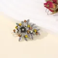 Vintage strass bloem blad magnetische broche pin, elegante sjaal accessoire decoratie. - Antiek Zilveren Bloem