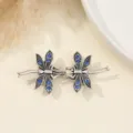 Chiusura per cappotto di pelliccia libellula strass argento vintage, fibbia di coppia metallo. - Stile Libellula Argento Blu (8)