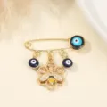 Creative evil eye bee brooch pin, gold-plated alloy honeycomb fashion jewelry accessory. - Honeycomb Bee Style (10)