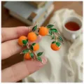 Rétro orange branche broche épingle, élégant émail plante corsage pour costume femmes. - X0581 Broche Kaki / Taille 5cm Poids 16g