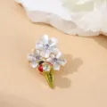 Elegante Blumen- und Marienkäfer-Brosche mit funkelnden violetten Kristallen für stilvolle Outfits. - Lila Blumencluster Stil / Einzelpackung (3.5x2.8cm)