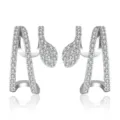 Glänzende Kristall Pavé Schlangen Ohrklemmen, elegante ohrringe für modische Damen. - Schlange Ear Cuff / Weißgold Vergoldet