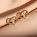 Orecchini a lobo cuore croce zircone dorati moda geometrici chic gioielli di moda - Stile Cuore Croce Traforato (E160204) / Oro