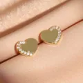 Orecchini a lobo cuore zircone oro mezzo pave cristallo geometrico fashion variante - Stile Cuore Pieno (E161220) / Oro