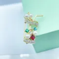 Spilla a forma di tazza bubble tea dorata in lega per donna, con strass brillanti e perle eleganti. - Tazza d'Acqua Colorata