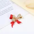 Exquisite red bow rhinestone brooch detail, sparkling crystal and matte red ribbon design. - Red Bowknot Rhinestone Style / Red