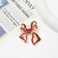 Exquise broche nœud rouge et or, épingle élégante en métal émaillé pour tenues chics de mode. - 3.6x4.2x1cm / Or Incrusté Rouge