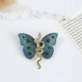 Elegant blue purple fabric embroidery butterfly snake brooch rhinestone luxury pin accessory. - Snake Butterfly Brooch / 5.3x5cm / Gold Base Blue