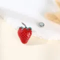 Red strawberry magnetic brooch pin, enamel corsage for clothes or fridge magnet decor. - Strawberry Style / 6