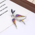 Vintage retro rhinestone flying bird brooch, exquisite enamel hummingbird pin for clothing accessories. - Colorful Swallow / 6.8x5.1x1cm