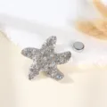 Rhinestone Starfish Magnetic Brooch Detail Shot, Elegant Scarf Pin & Fashion Accessory - Starfish Style / 8
