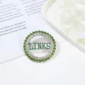 European and American foreign trade round hollow alloy crystal letter brooch pin gift. - Style 1 LINKS Letter Round Style / 4.5*4.5*1cm
