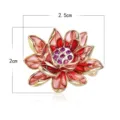 Exquisite red lotus flower brooch with enamel and crystal details, elegant clothing accessory. - Lotus Brooch (C-4-7) / 2.5*2*1.1cm / Red