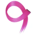 Extension capelli con clip rosa ciocca sintetica liscia per donne stile moda quotidiana. - Rosso rosa