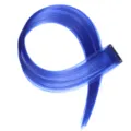 Extension di capelli sintetici blu con clip lunghi lisci esposizione prodotto. - Blu zaffiro