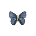 Gradient embroidery butterfly brooch, vintage lapel pin coat accessory for women. - Blue / 5.7x4.5cm