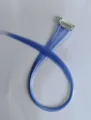 Extension per capelli sintetica con sfumatura blu e bianca a clip pezzo unico stile. - Blu Chiaro