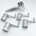 Stainless steel rotary cheese grater with four interchangeable drums for kitchen use - Quadruple Drum Set / Plastic Bag Packaging