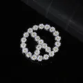 Cute daisy flower peace sign brooch pin, elegant white enamel metal jewelry accessory for women. - Brooch