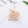 Creative pearl rhinestone ballerina girl brooch pin elegant alloy corsage for women jewelry - Ballet Girl (1#)