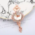 Elegant rose gold ballerina brooch crystal rhinestone dancer pin jewelry accessory for women - Ballet Girl Clear Crystal Style (0401-03)