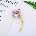 Elegant flower brooch detail, gold-tone metal with colorful enamel and sparkling rhinestones. - Elegant Flower (8#)