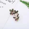 Vintage rhinestone flower brooch detail, elegant alloy crystal pin jewelry for women. - Double Flower Branch (9#)